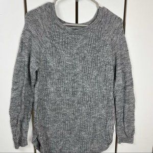 Sonoma Gray Knit Crew Neck Rounded Hem Sweater Size Medium